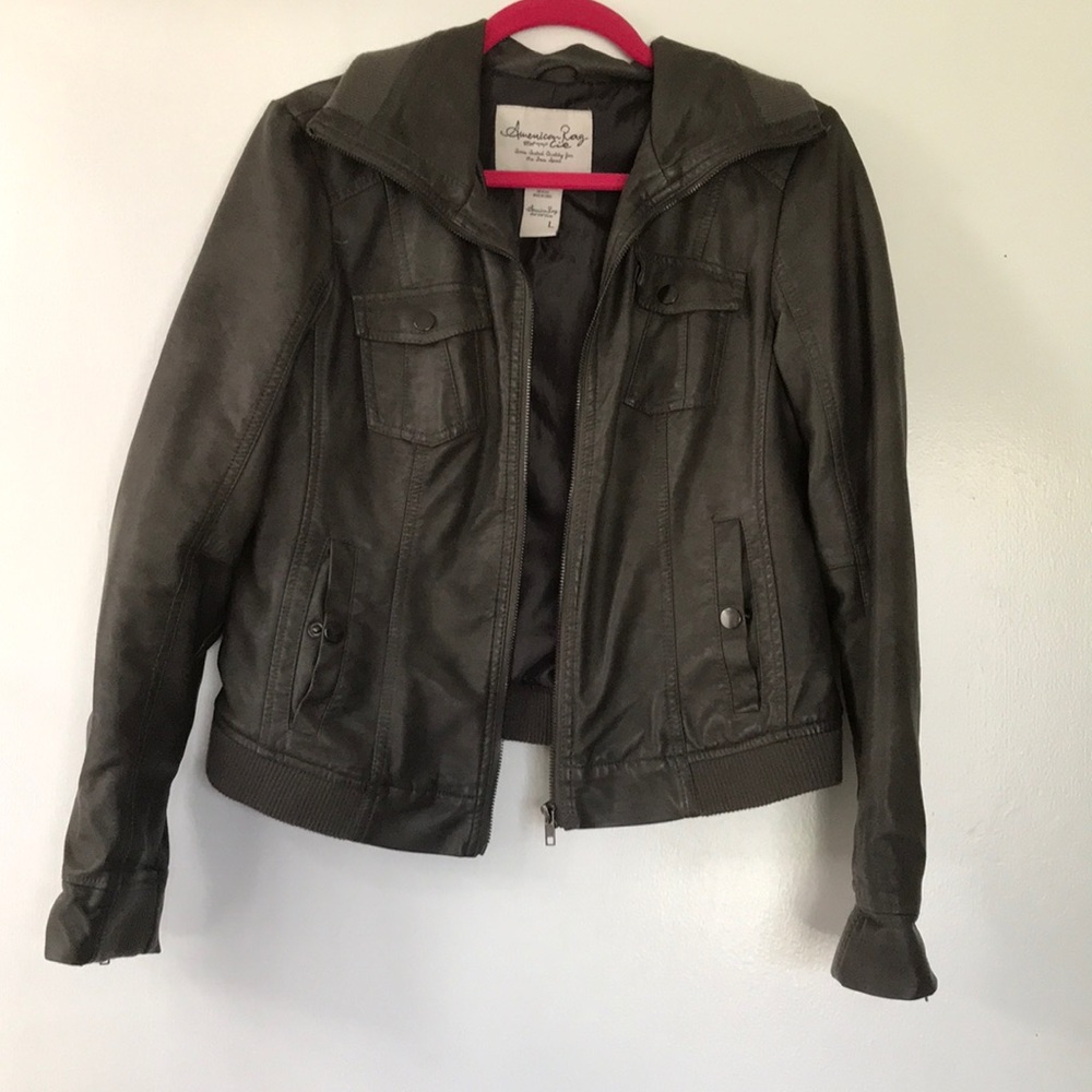 Grey faux leather jacket
